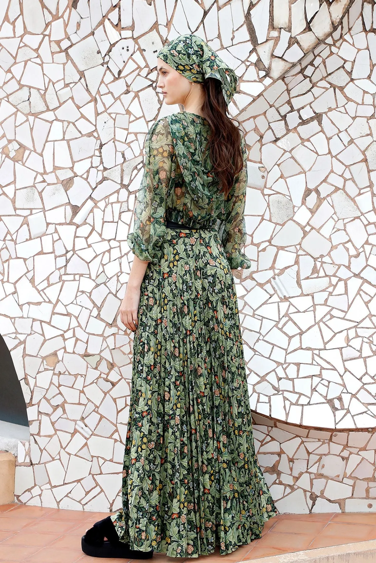 Printed Crop Jacket, and Pleated Printed Skirt