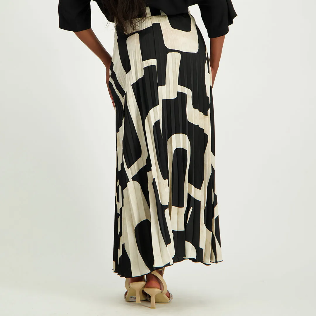 Printed Pleated Skirt
