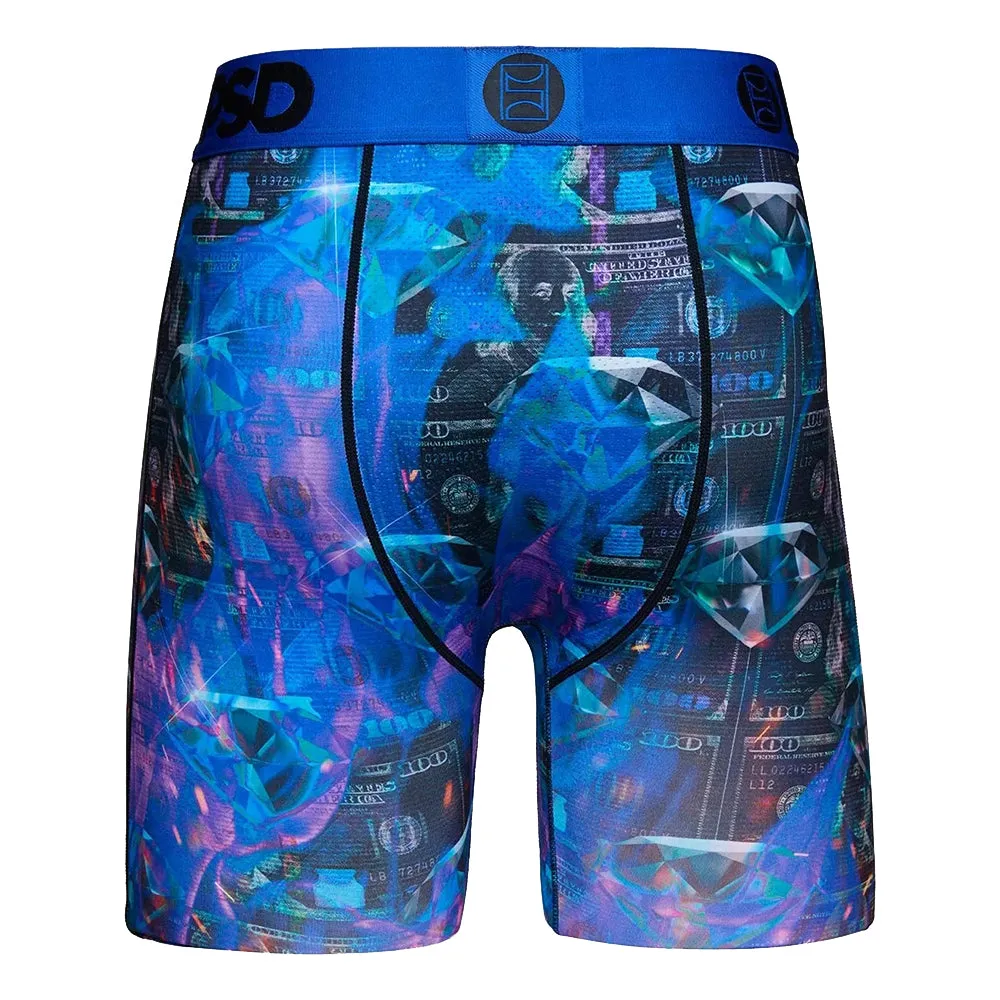 PSD Men's Blue Thermal Money Diamonds Boxer Briefs Underwear - 422180065-BLU