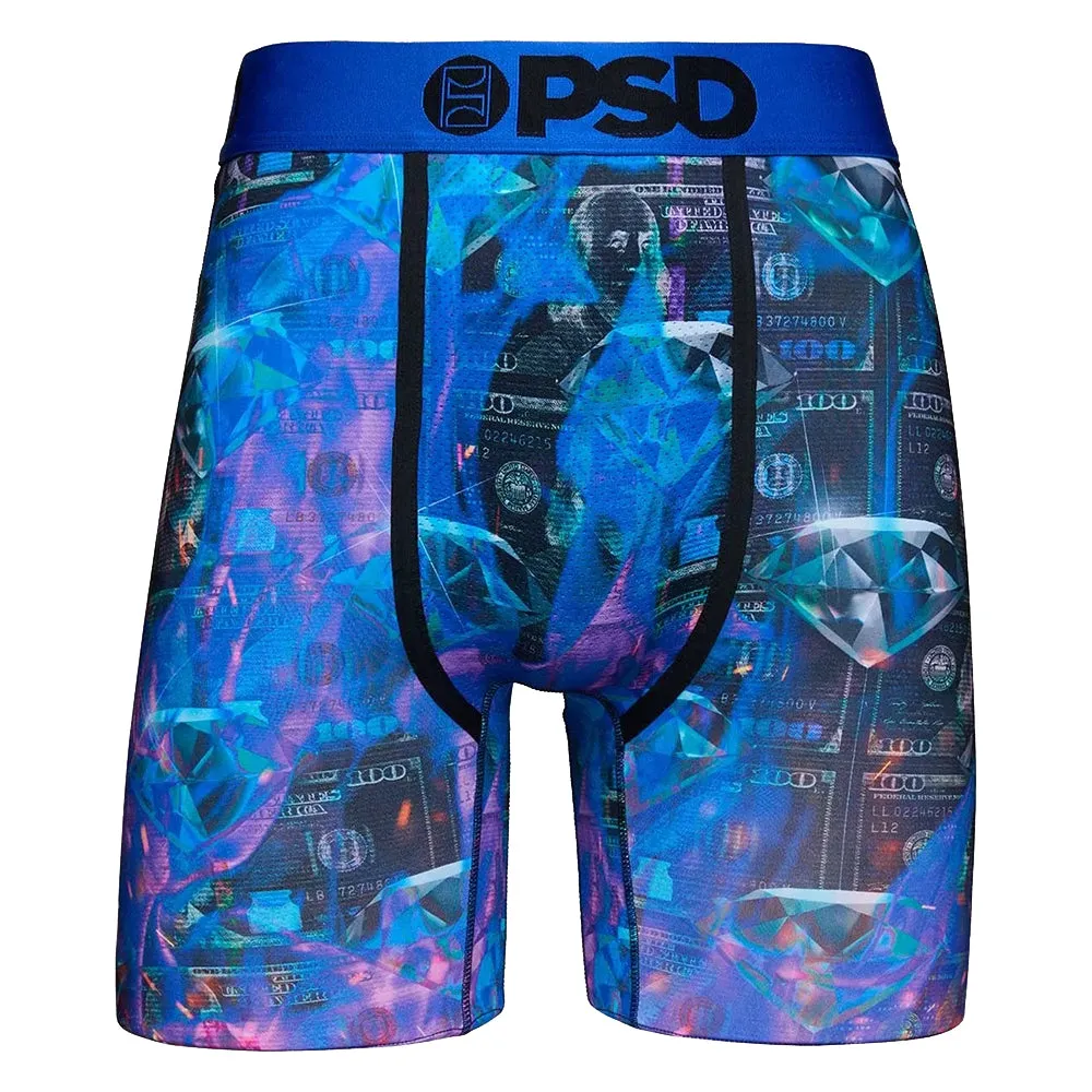 PSD Men's Blue Thermal Money Diamonds Boxer Briefs Underwear - 422180065-BLU