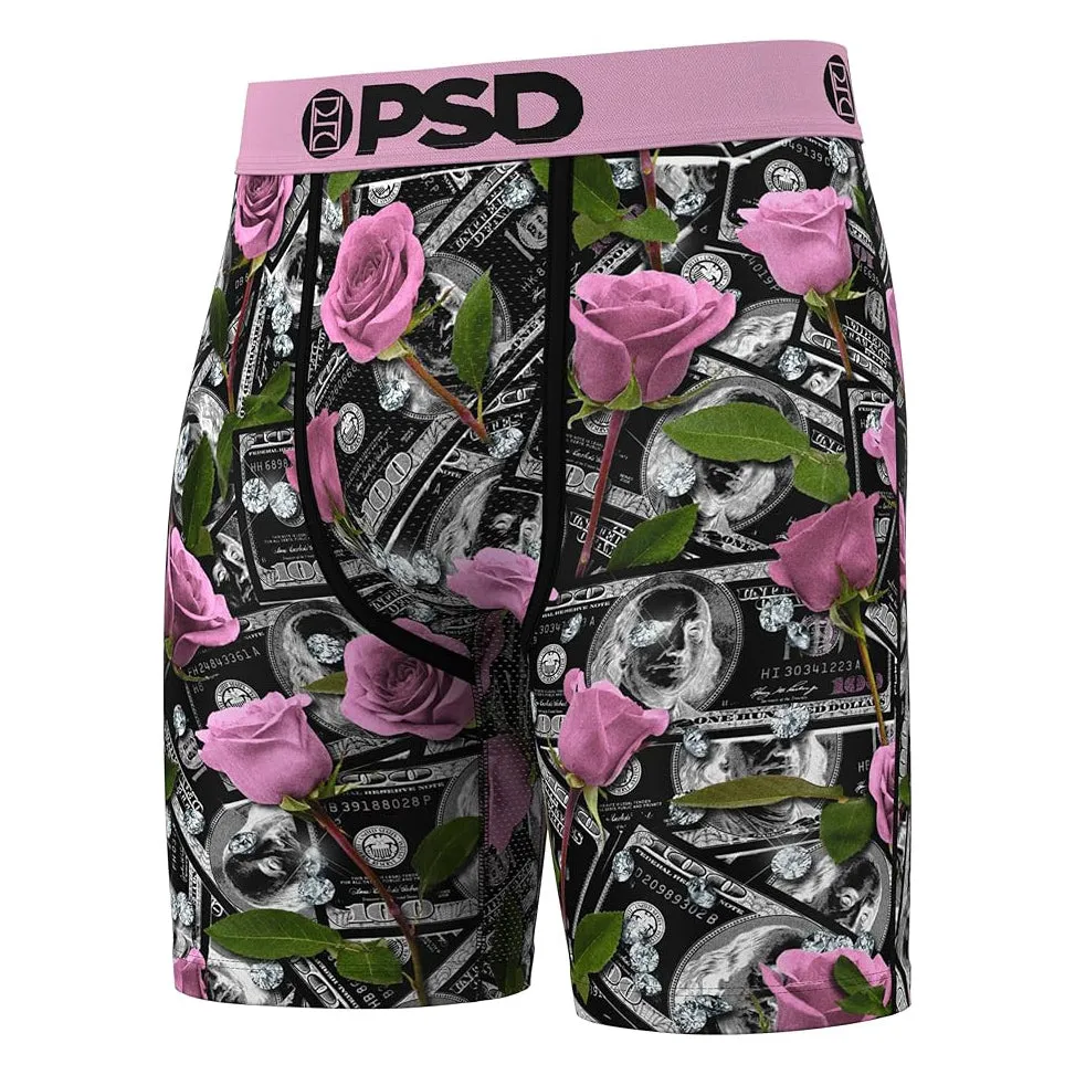PSD Men's Multicolor Cash & Roses Pnk Boxer Briefs Extra Large Underwear - 224180034-MUL-XL