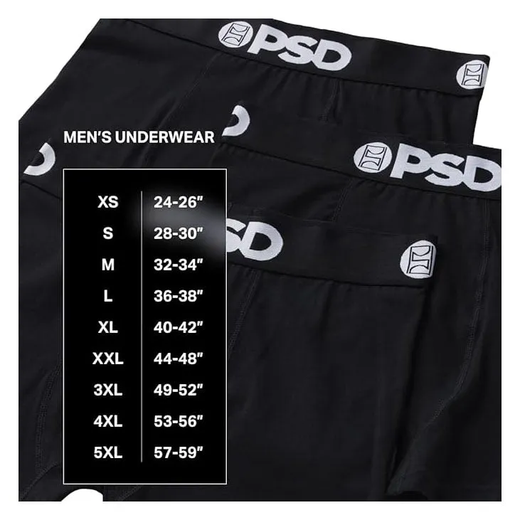PSD Men's Multicolor Moisture-Wicking Fabric 95/5 Blk 3-Pack Boxer Briefs Large Underwear - 322180160-MUL-L