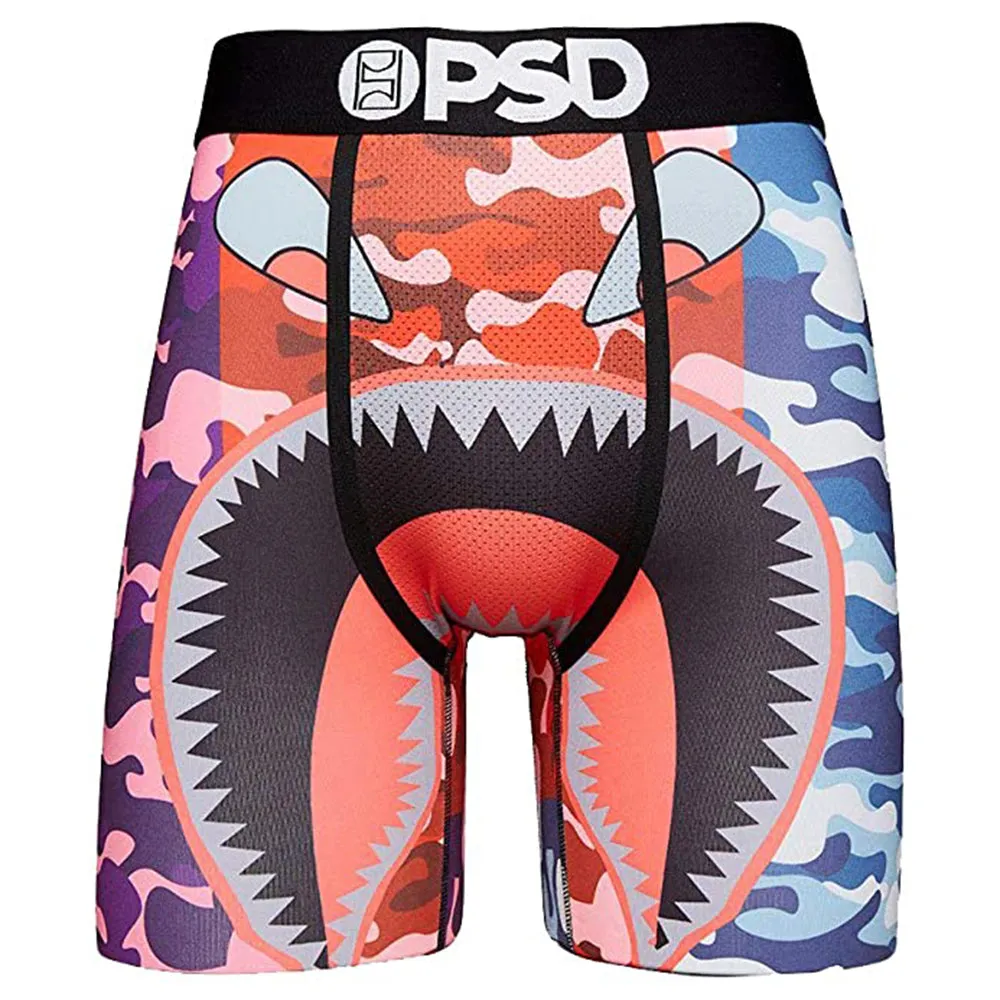 PSD Mens Stretch Elastic Wide Band Boxer Brief Bottom Warface Print Breathable Underwear
