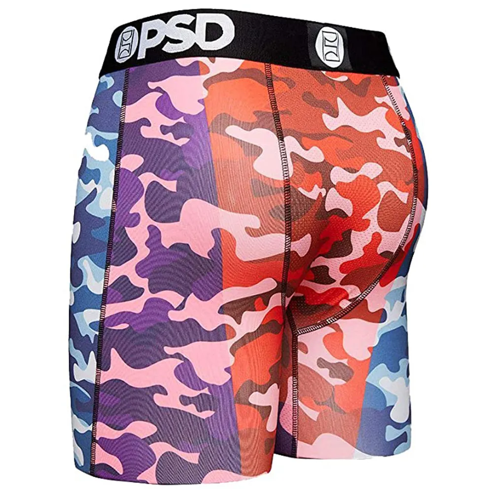 PSD Mens Stretch Elastic Wide Band Boxer Brief Bottom Warface Print Breathable Underwear