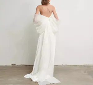 Puff Organza Sleeves Detachable Bow With Train  Wedding Accessory