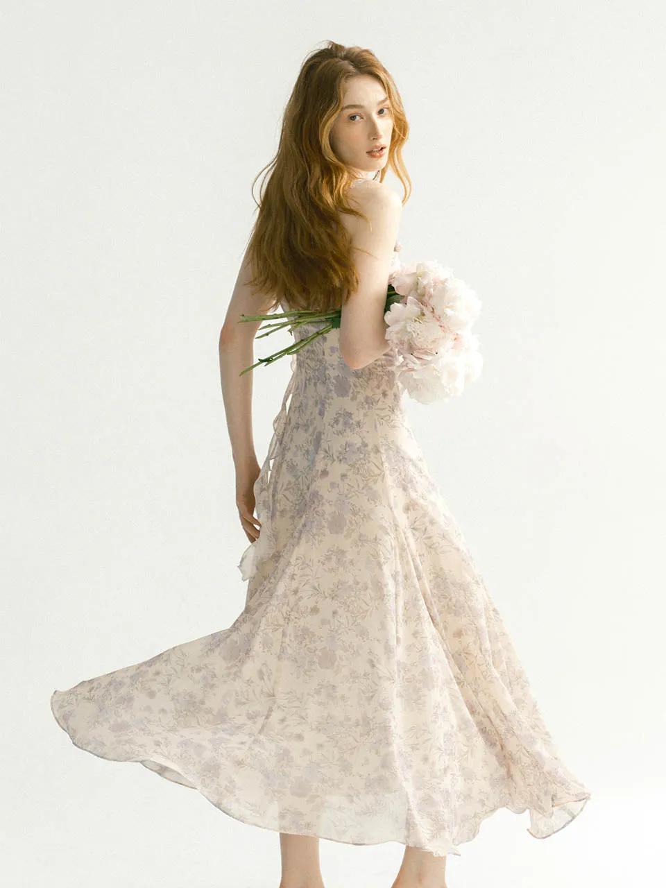 Purple flori long dress