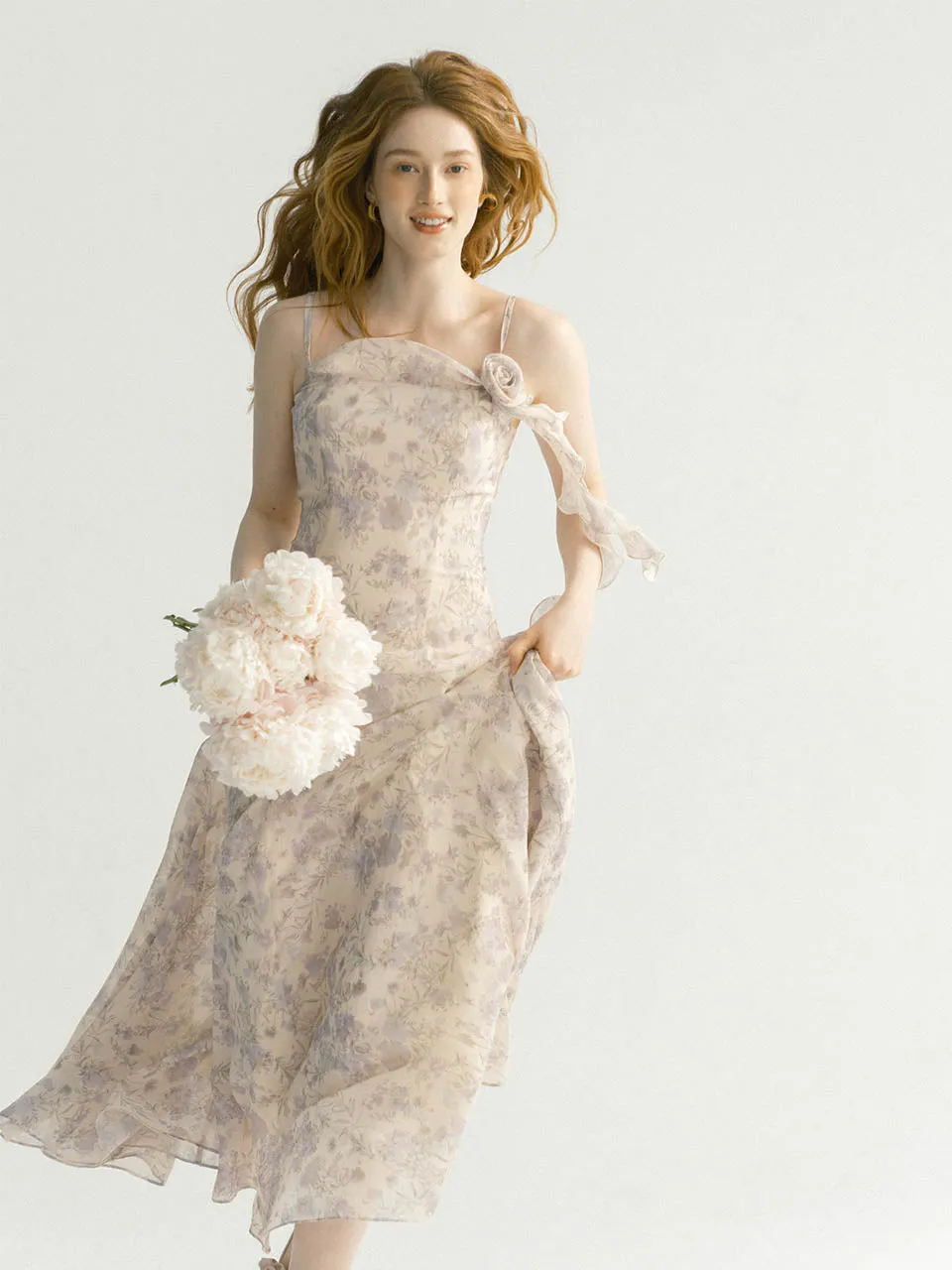 Purple flori long dress