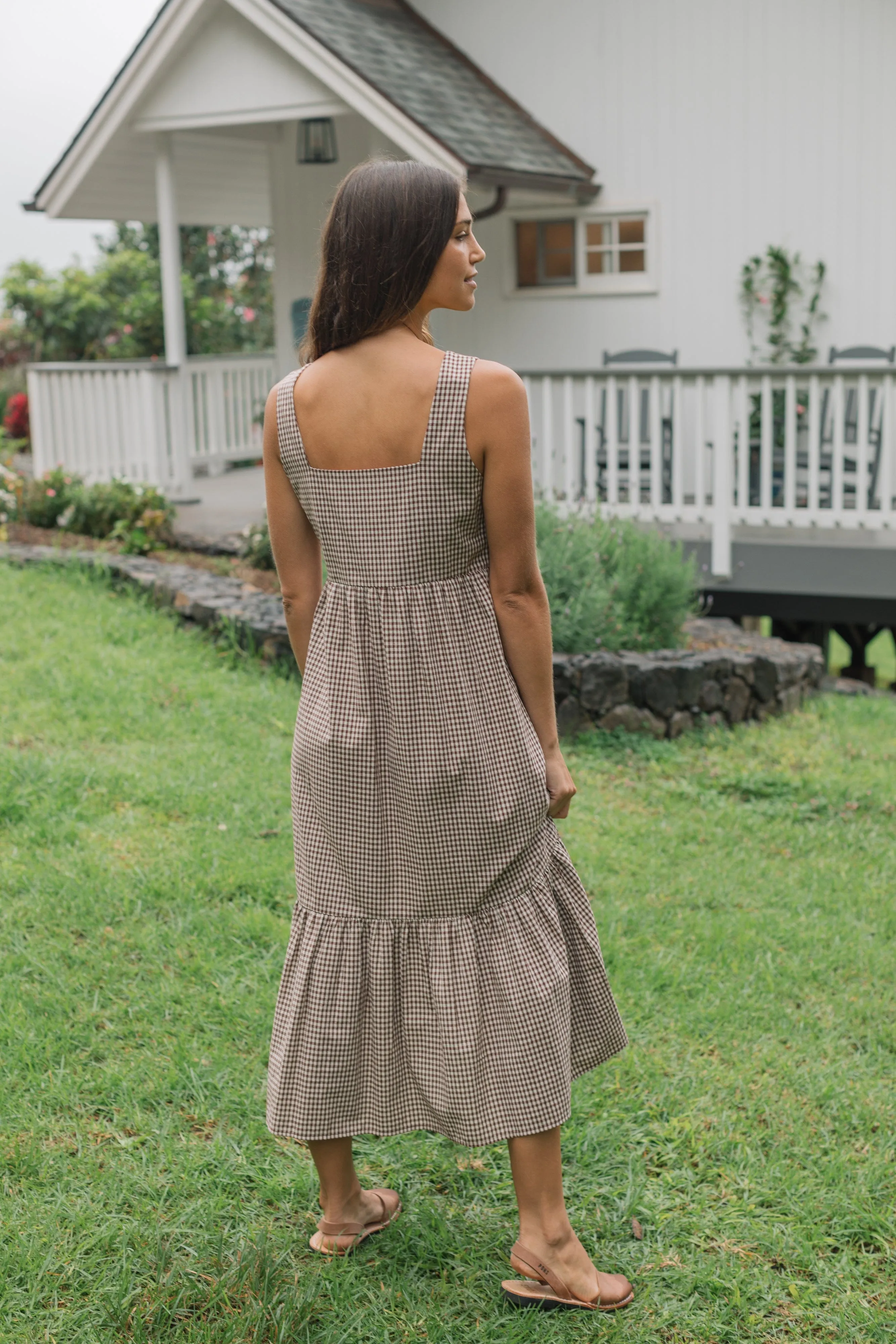 Ramona Dress - Brown Gingham