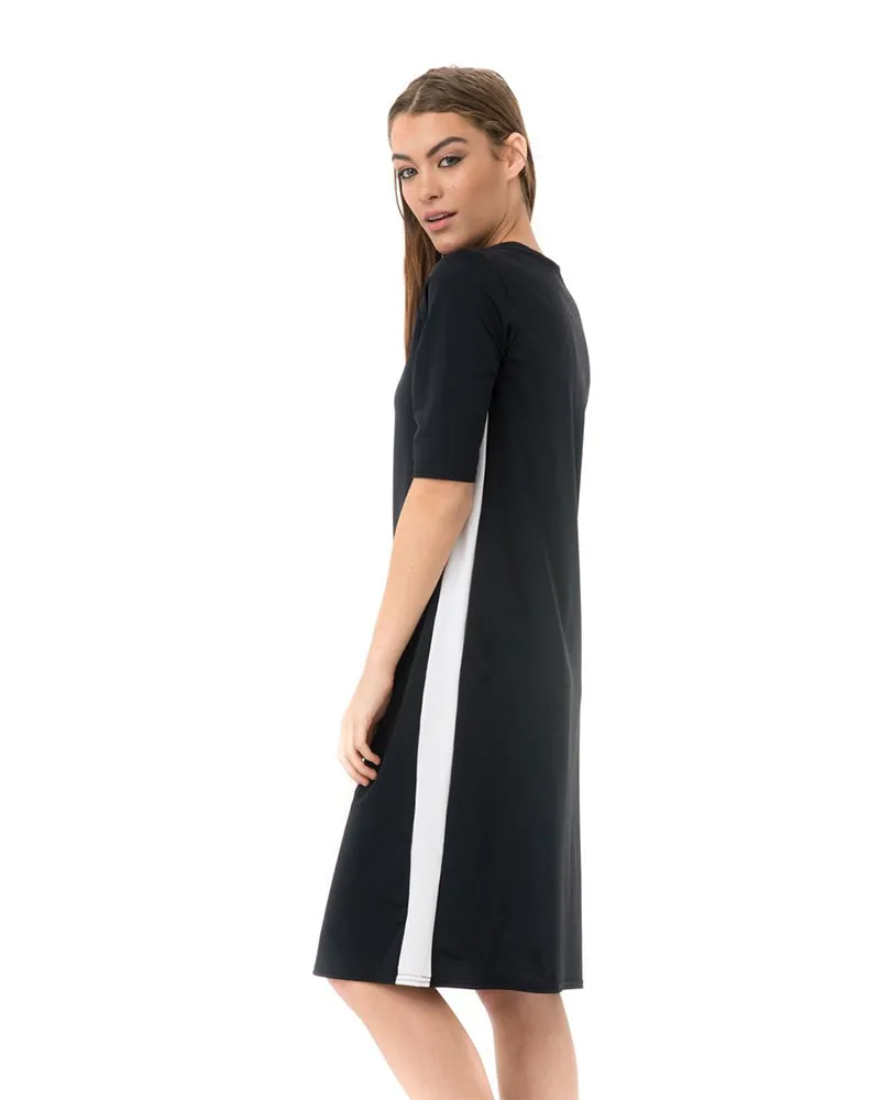RD-BK Black Racer Stripe Swim Dress