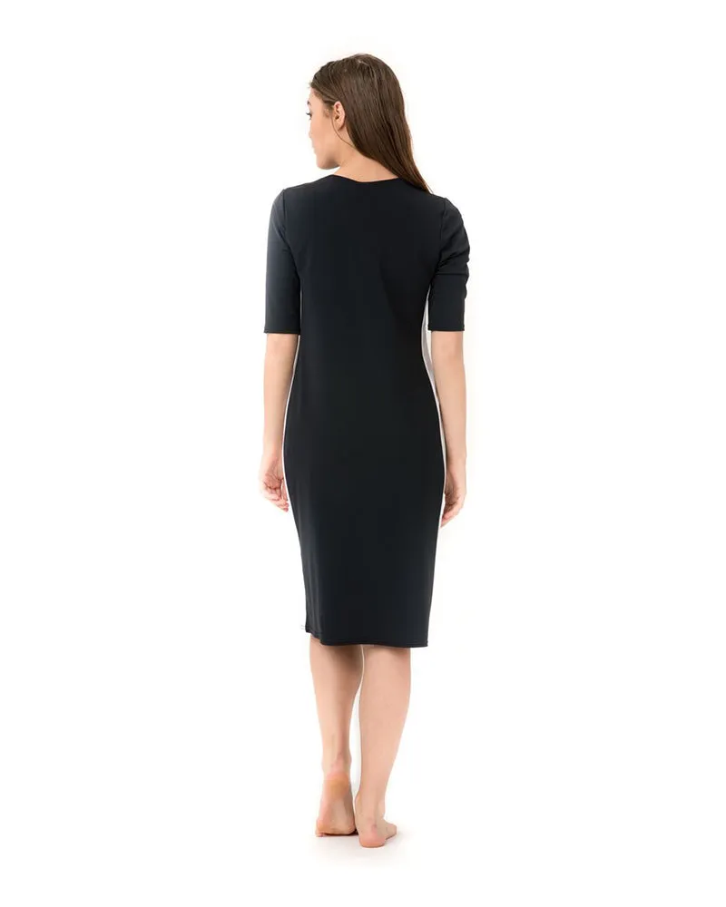 RD-BK Black Racer Stripe Swim Dress