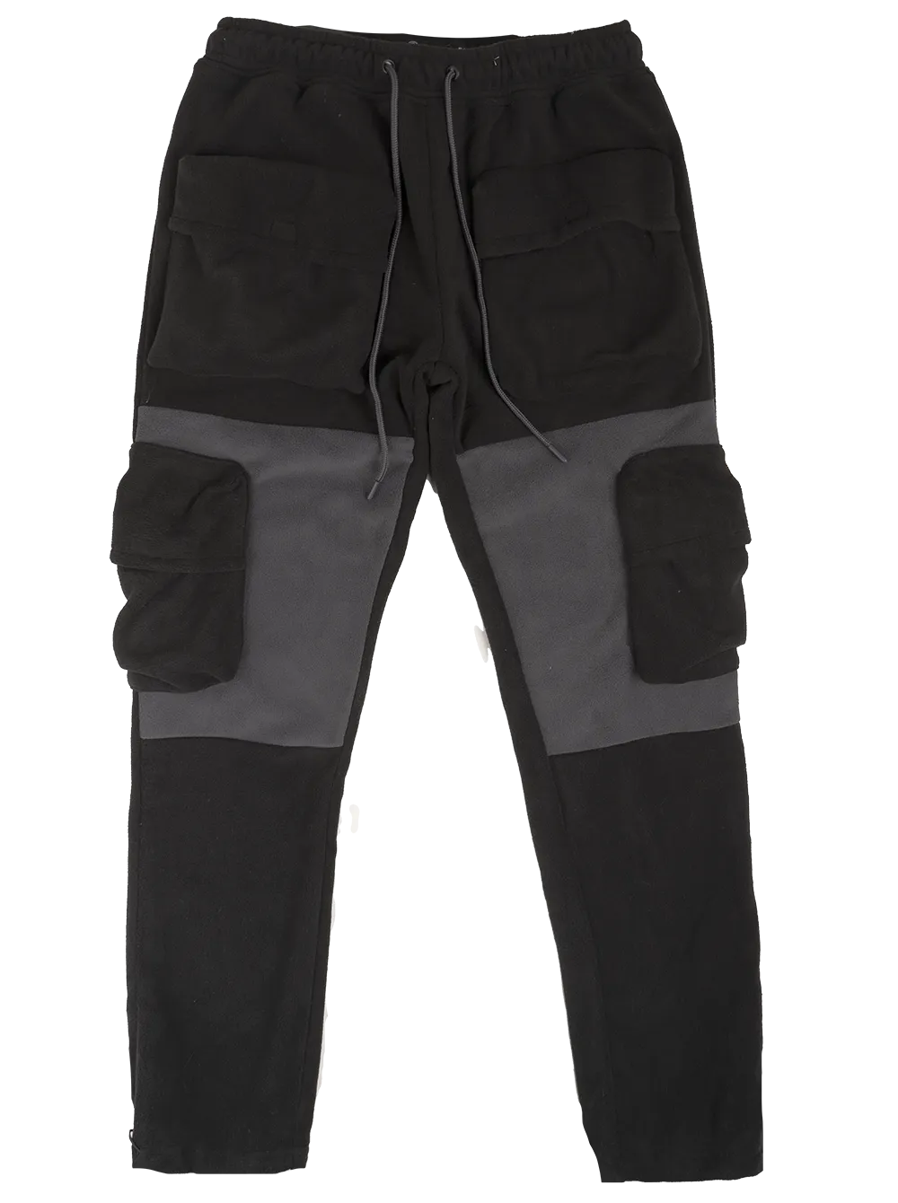 REBEL MINDS FLEECE CARGO PANTS BLACK - 122-421