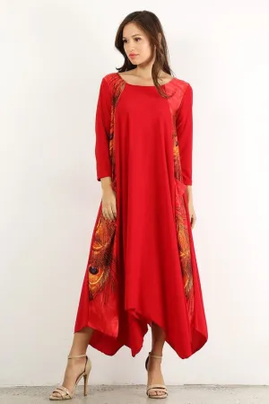 Red Peacock Maxi Dress