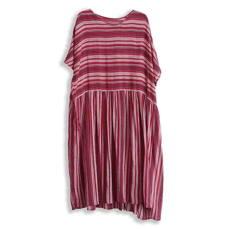 Red Stripes Cotton Maxi Dress | Lotus