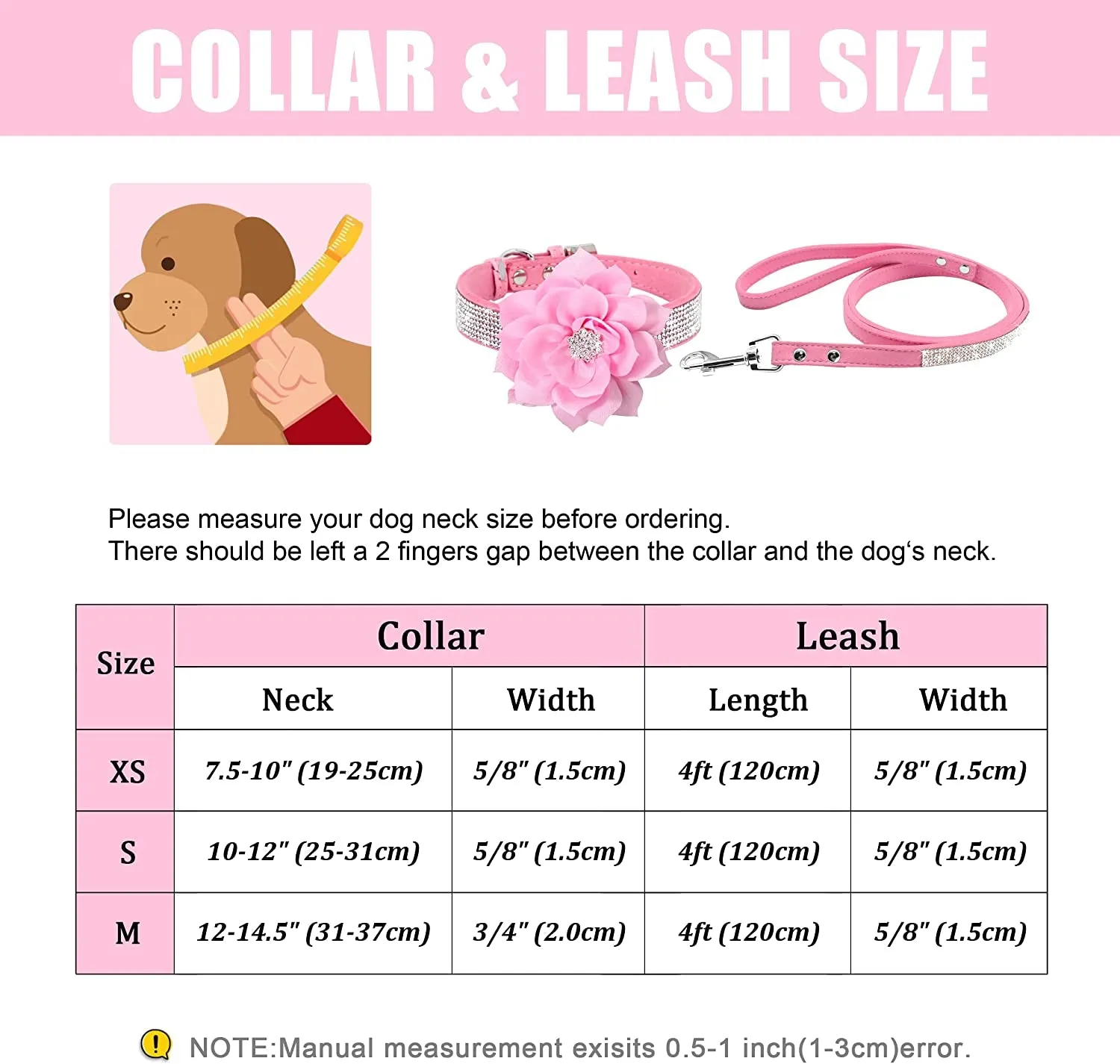 Rhinestone Suede Dog Collar Set