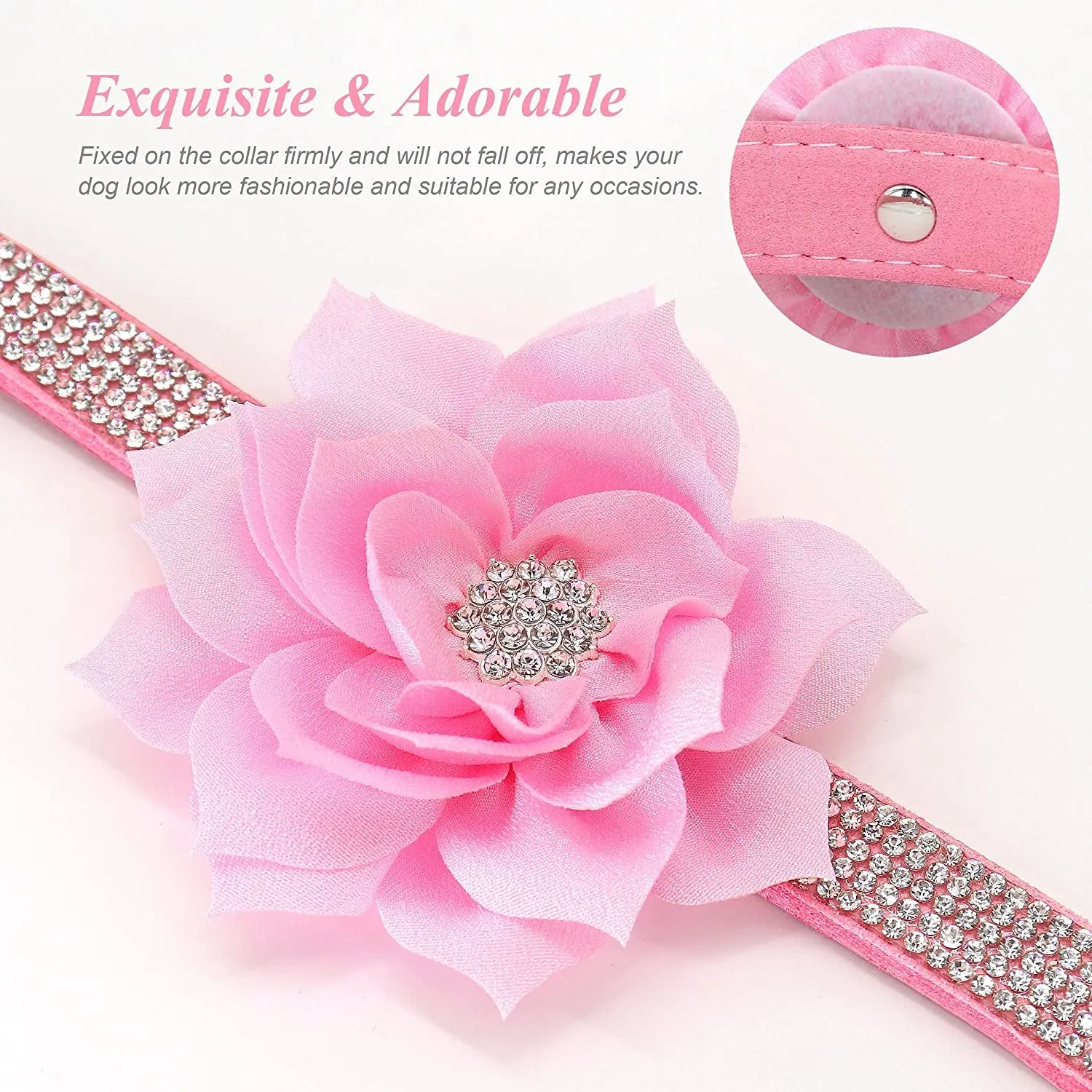 Rhinestone Suede Dog Collar Set