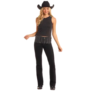 Rhinestone Tank With Fringe at Bourbon Cowgirl