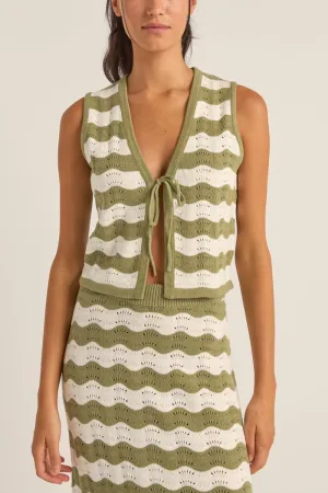 Rhythm Carmen Stripe Knit Vest - SAGE