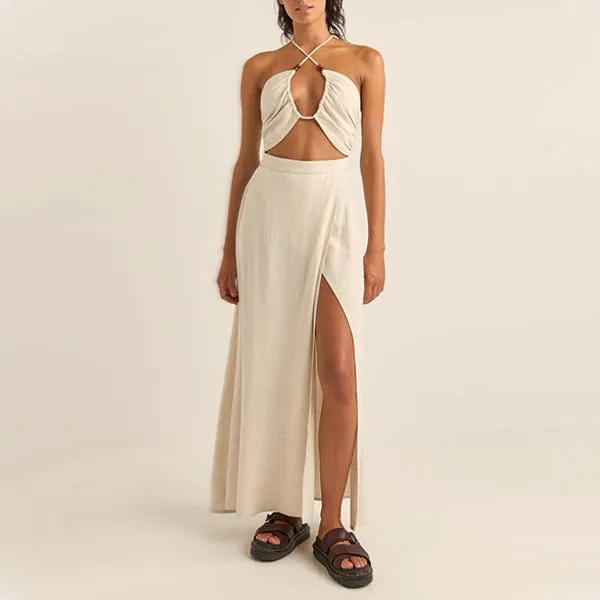 Rhythm Santana Cut Out Maxi Dress - Oat