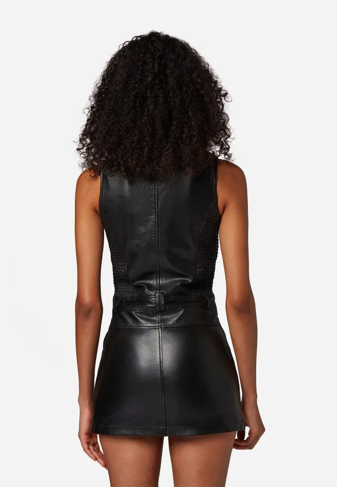 Ricano Burlesque Dress - Premium Black Leather