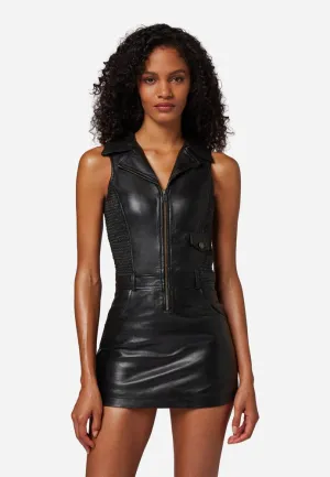 Ricano Burlesque Dress - Premium Black Leather