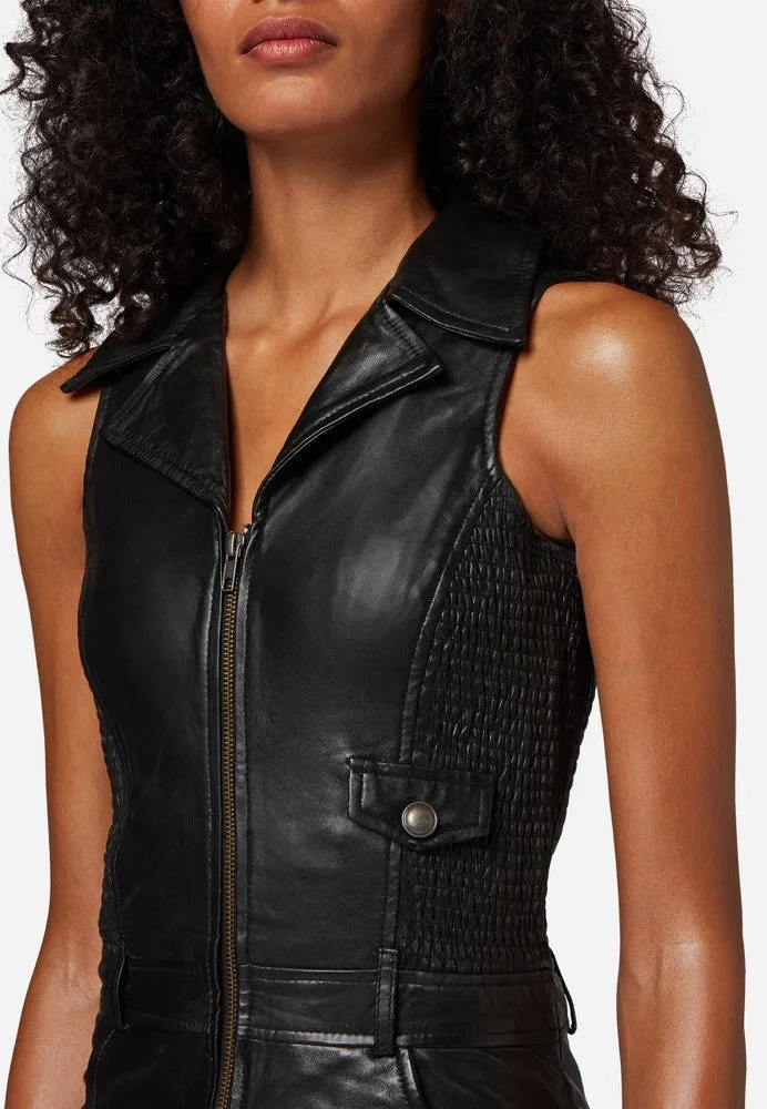 Ricano Burlesque Dress - Premium Black Leather