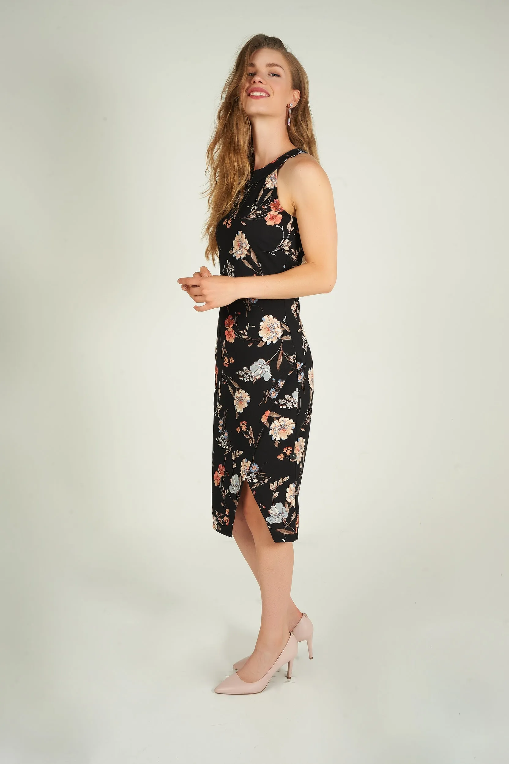Robe fleurie à col licou - SISAK3 - (R-B14)