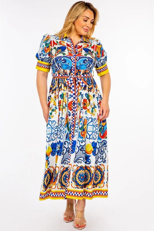 Royal Curves Mosaic Print Maxi Dress