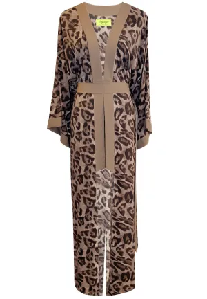 Safari - Grey Leo Maxi Split Kaftan (Light Taupe)