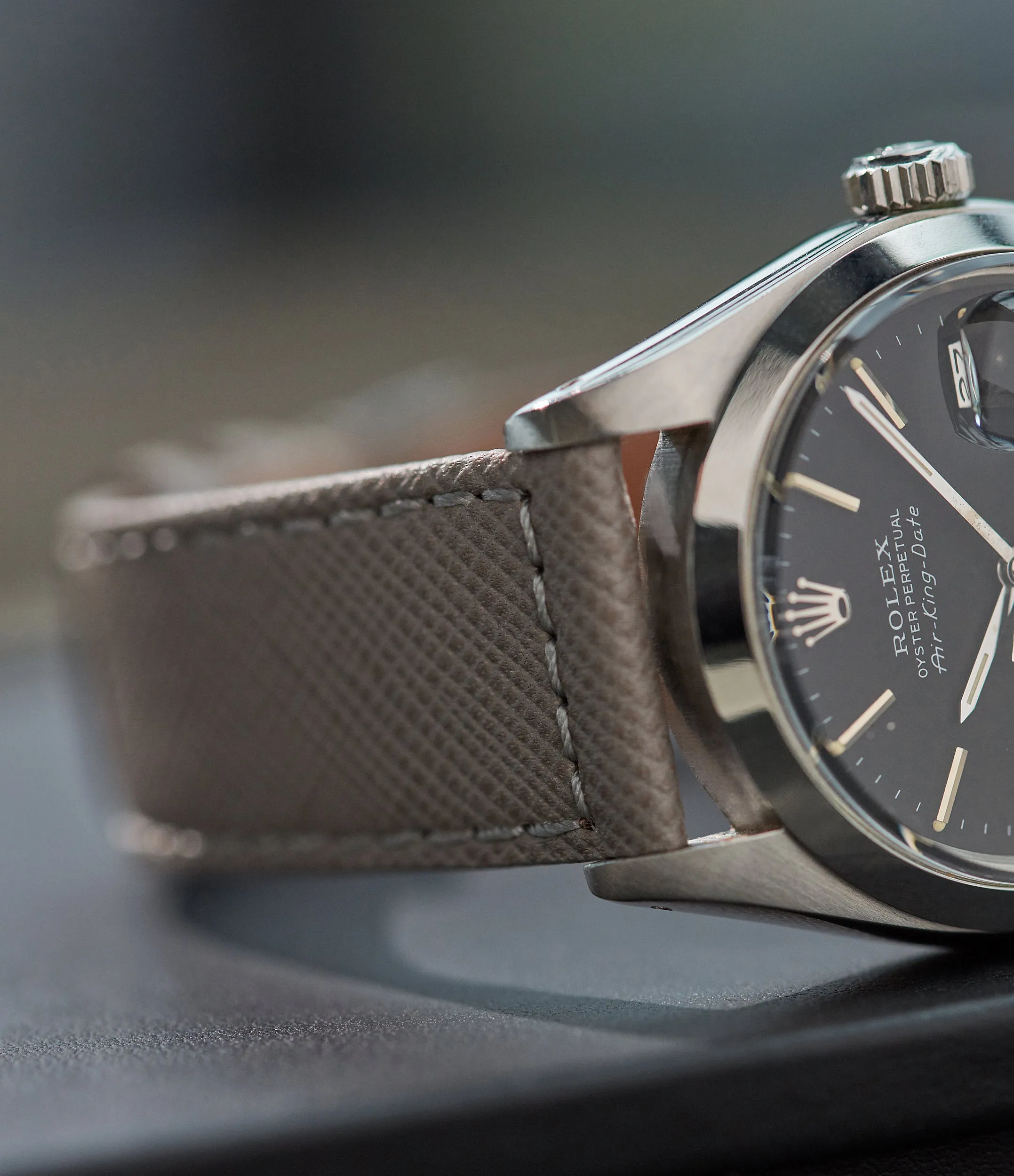 saffiano boxed stitch strap