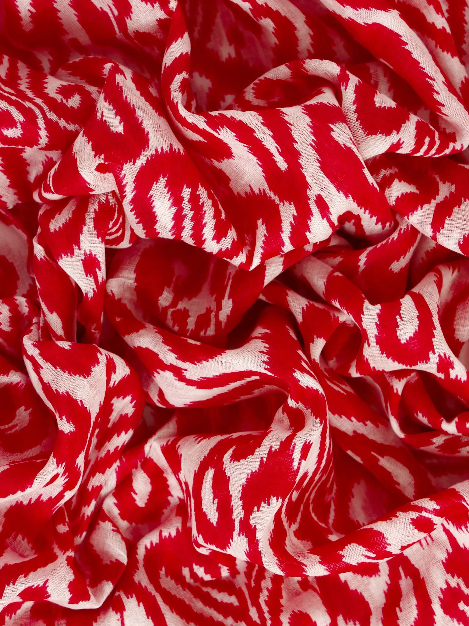 Saffron Lightweight Cotton Scarf - Red, Damask