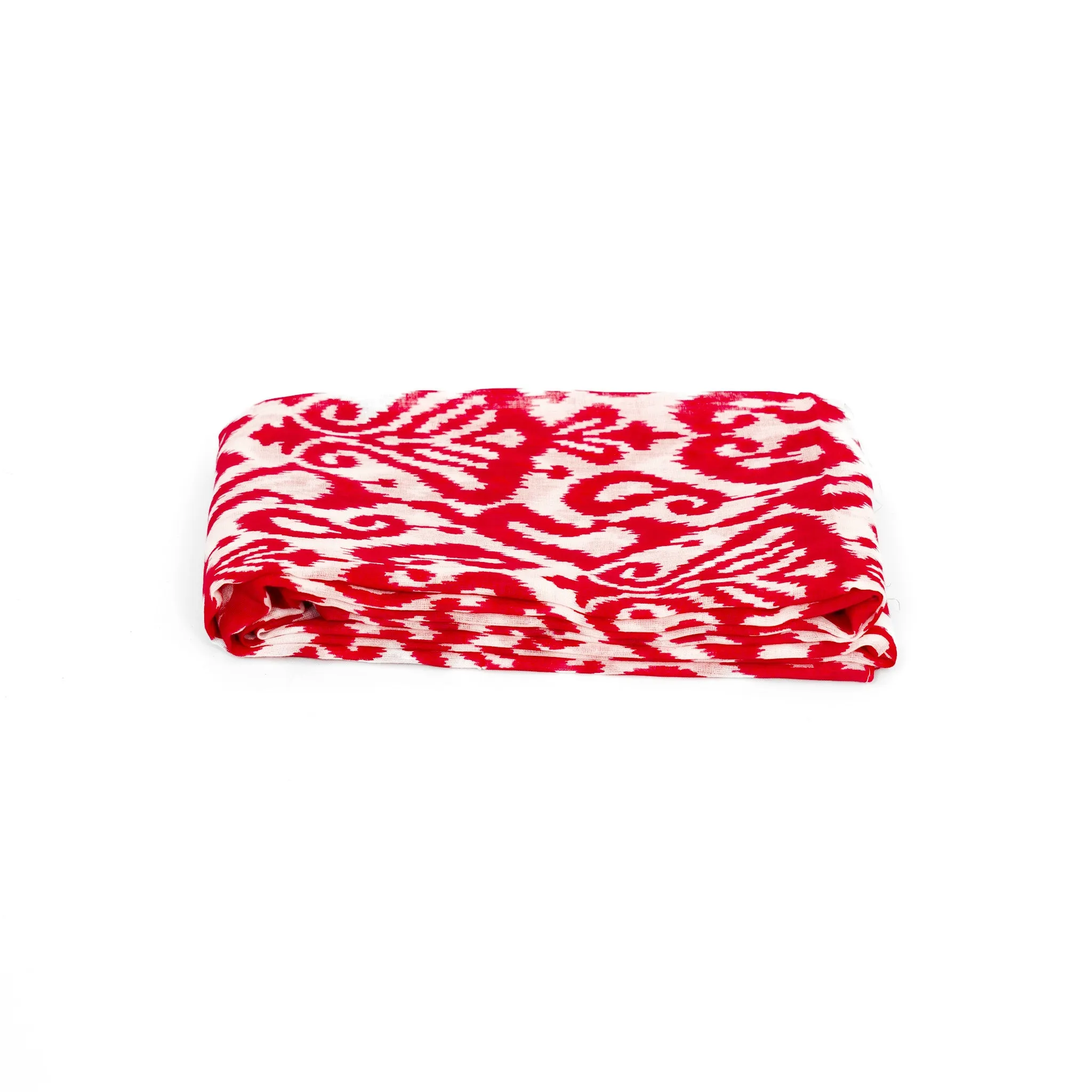 Saffron Lightweight Cotton Scarf - Red, Damask