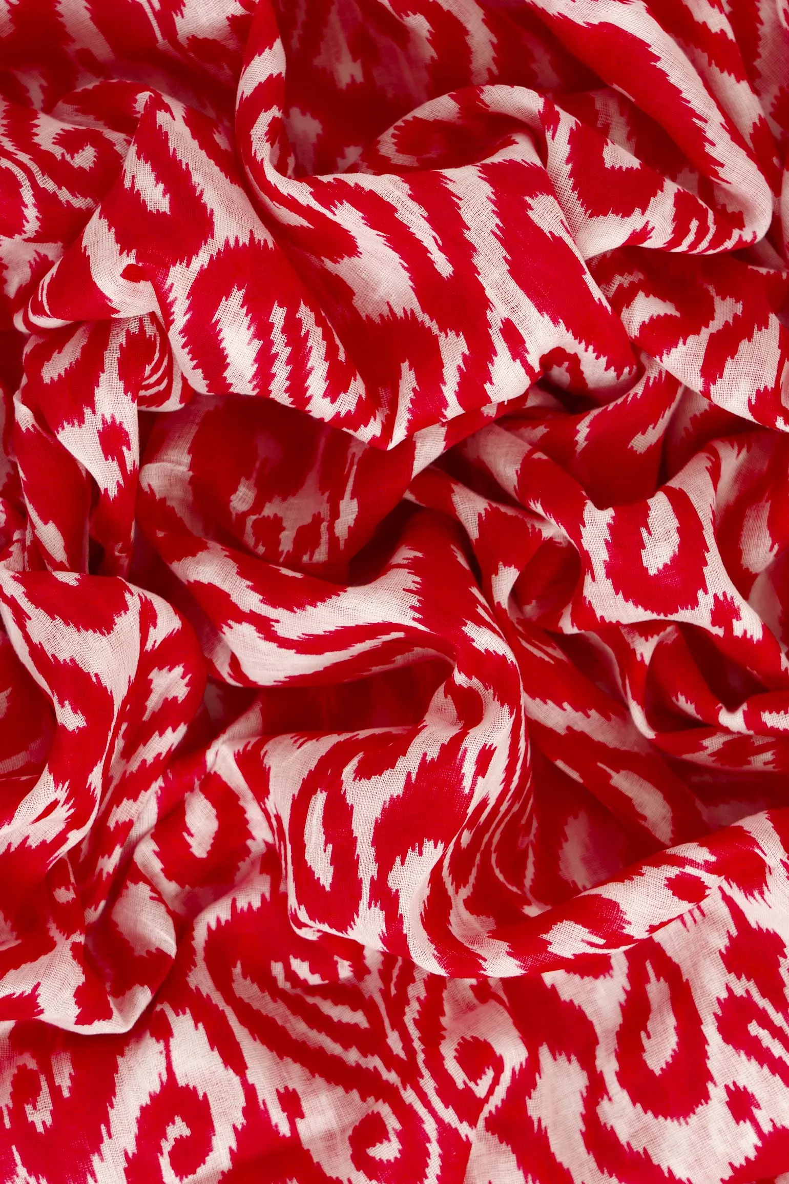 Saffron Lightweight Cotton Scarf - Red, Damask