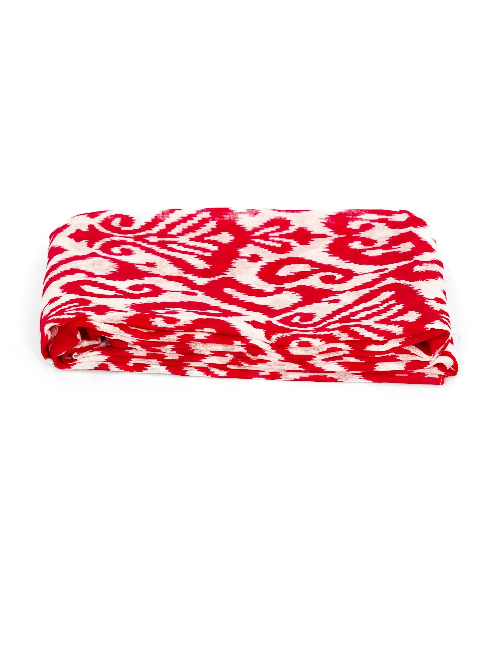 Saffron Lightweight Cotton Scarf - Red, Damask