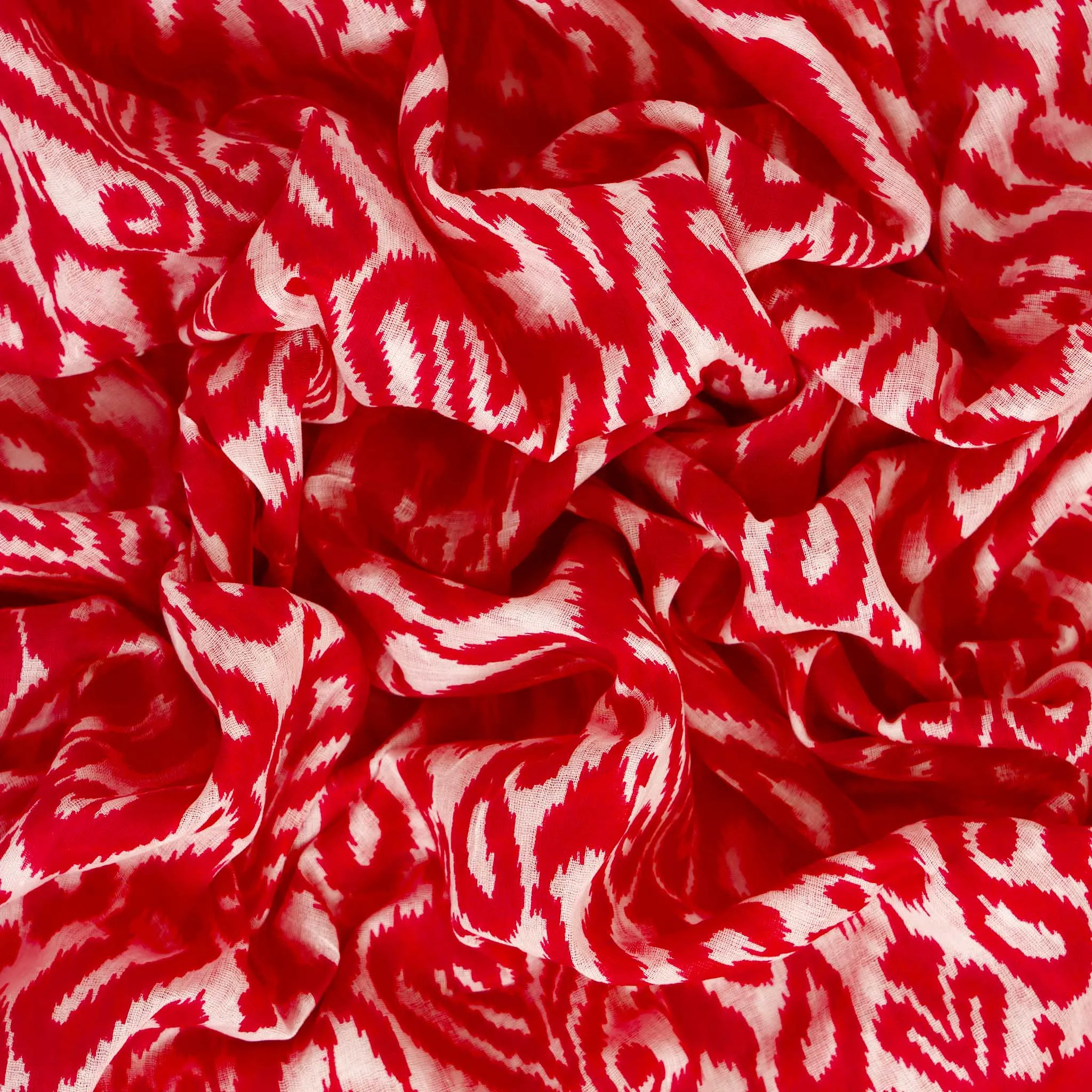 Saffron Lightweight Cotton Scarf - Red, Damask