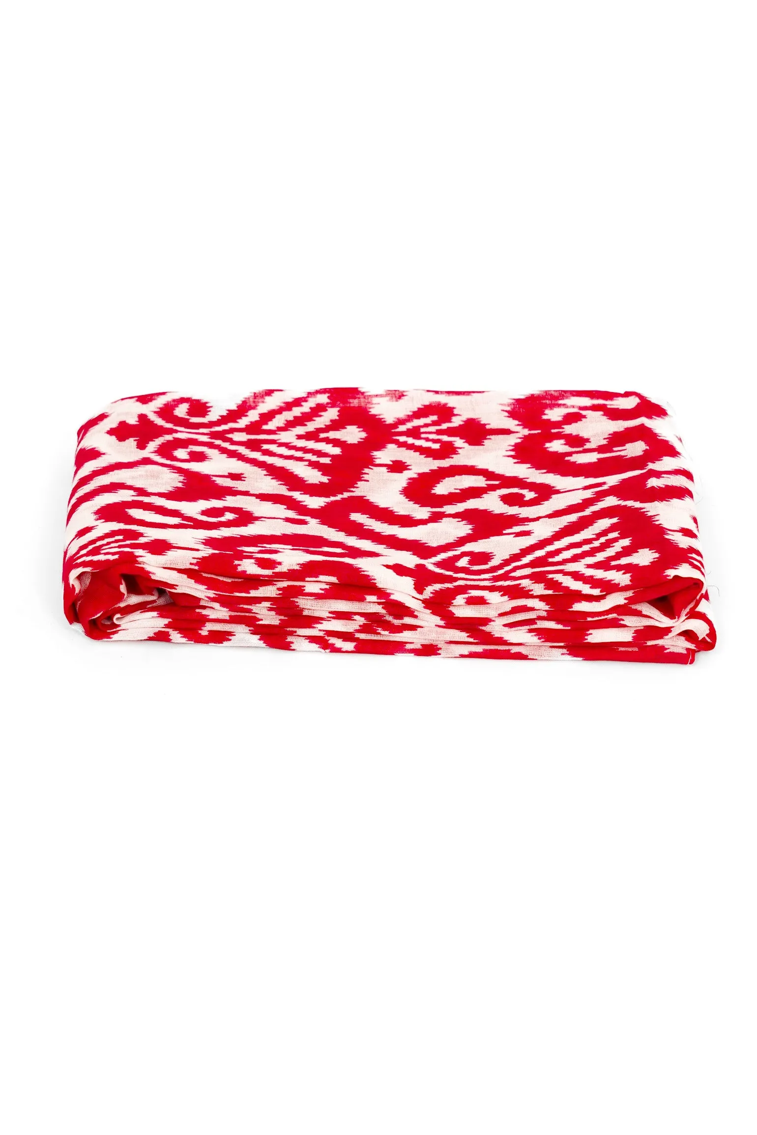 Saffron Lightweight Cotton Scarf - Red, Damask