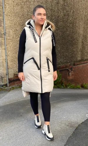 Saint & Sinner Beige Quilted Puffer Style Gilet With Hood
