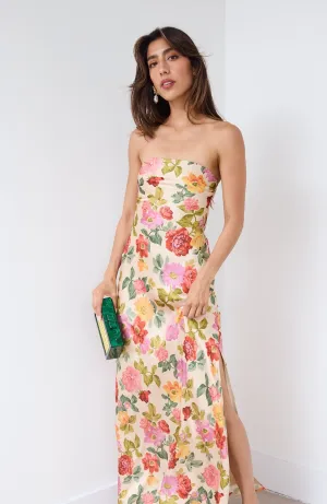 SALE - Aliyah Strapless Floral Maxi Dress