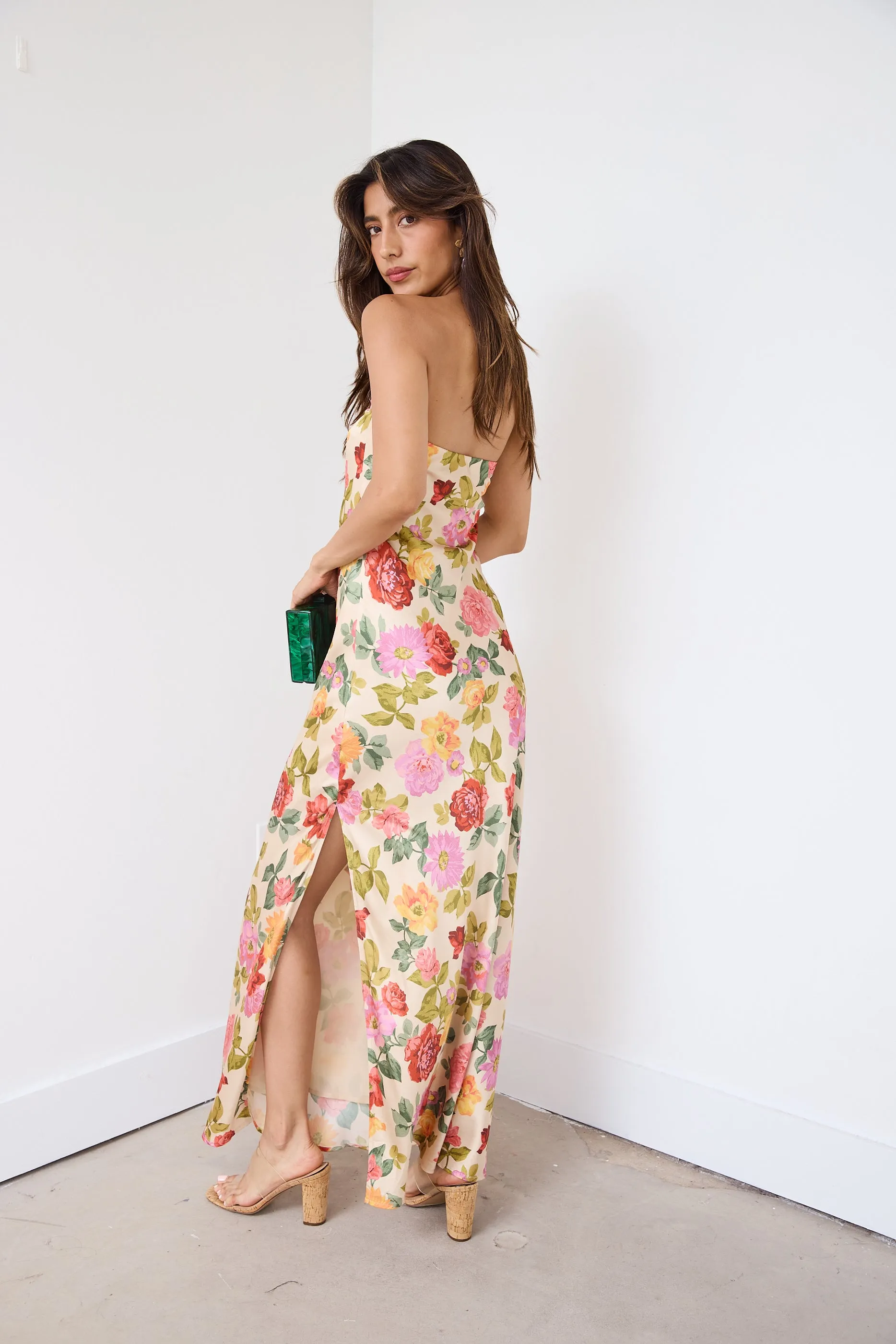 SALE - Aliyah Strapless Floral Maxi Dress