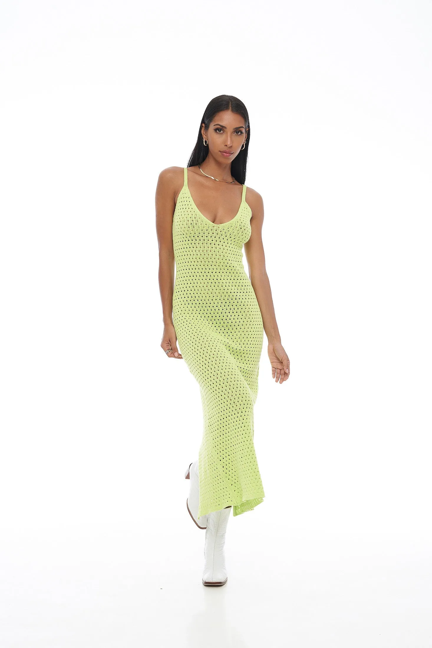 Sam Knitted Maxi Dress - Lime