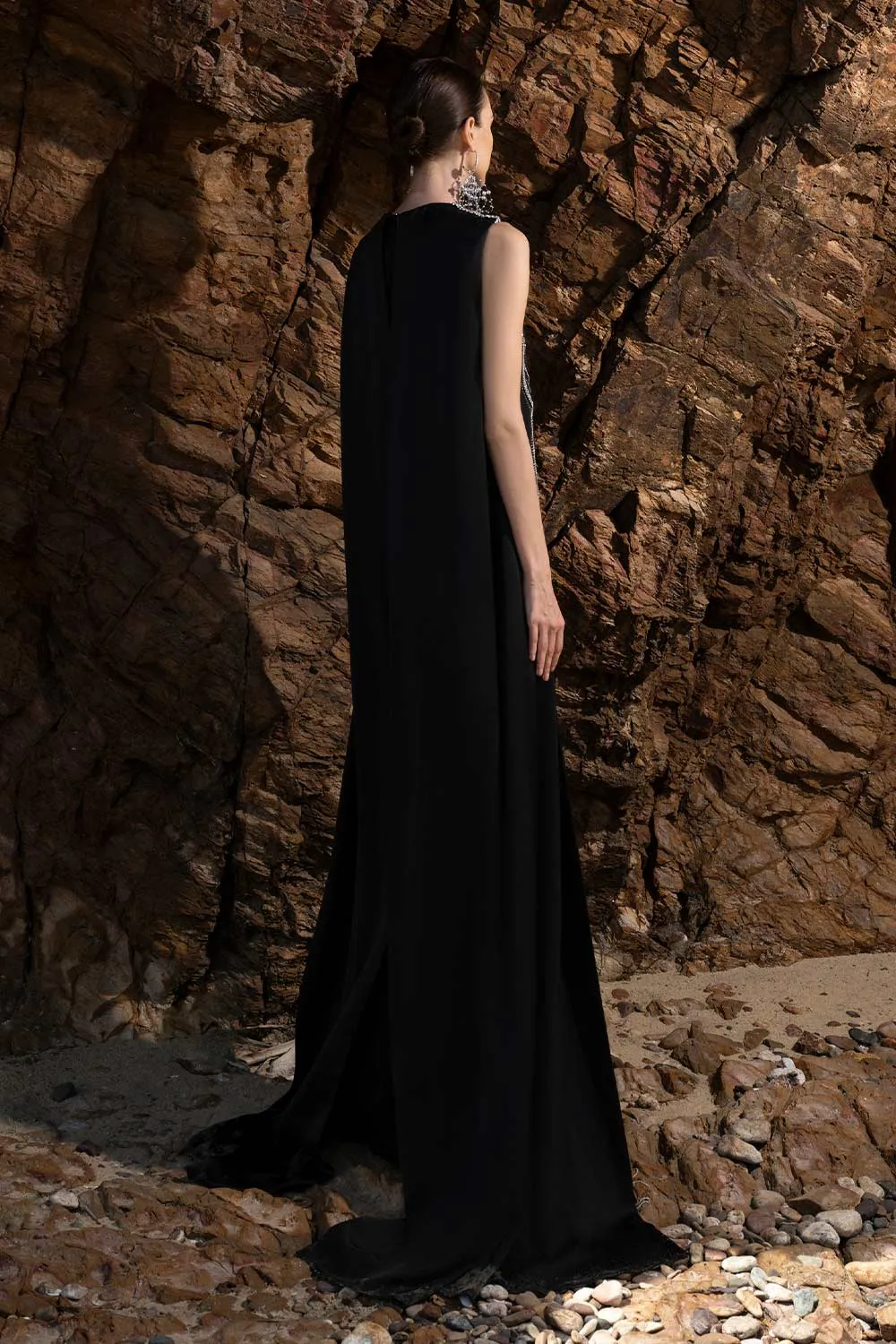 Scarllet Straight Sleeveless Silk Taffeta Maxi Dress