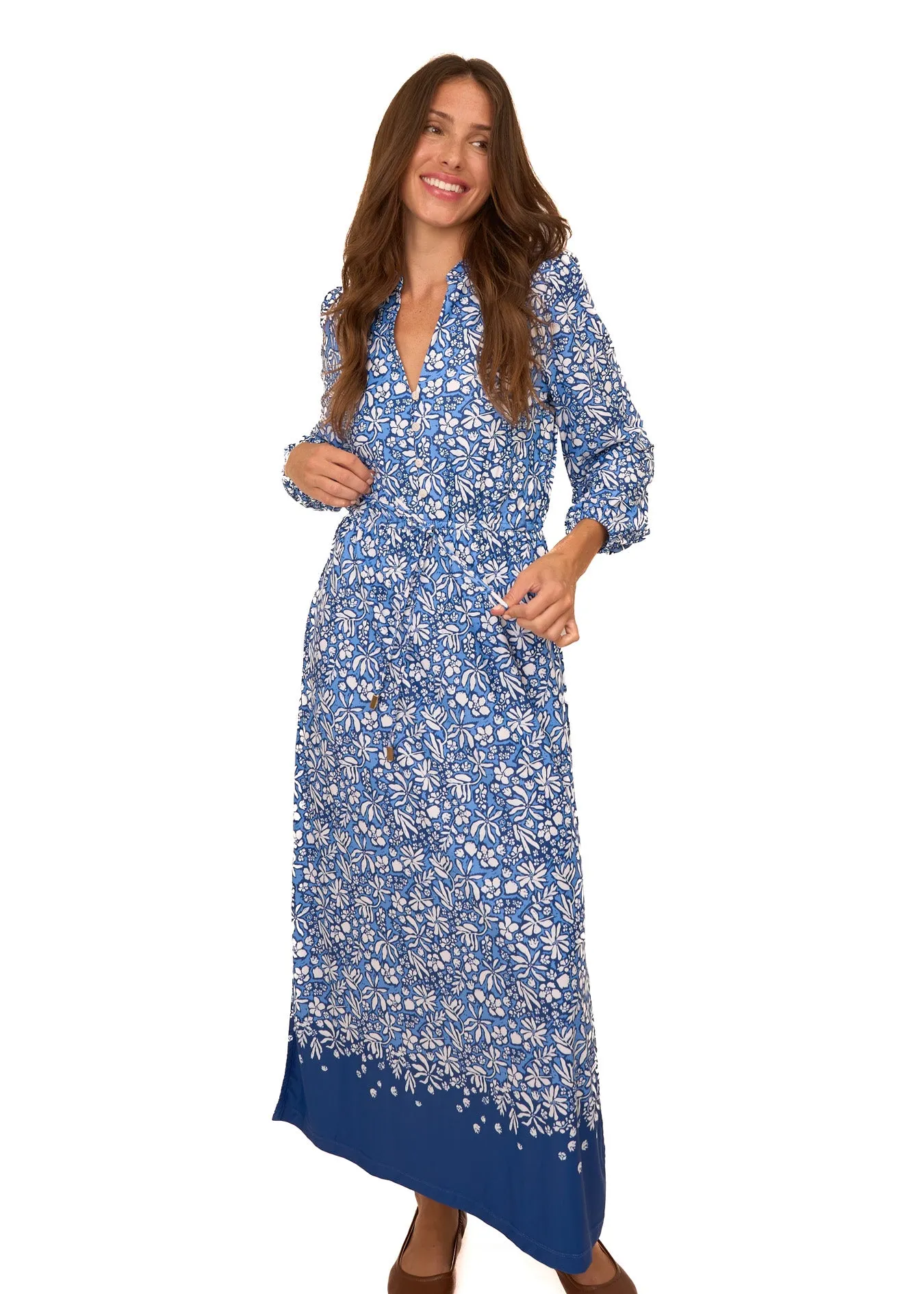 Seaside Floral Button Down Maxi Dress