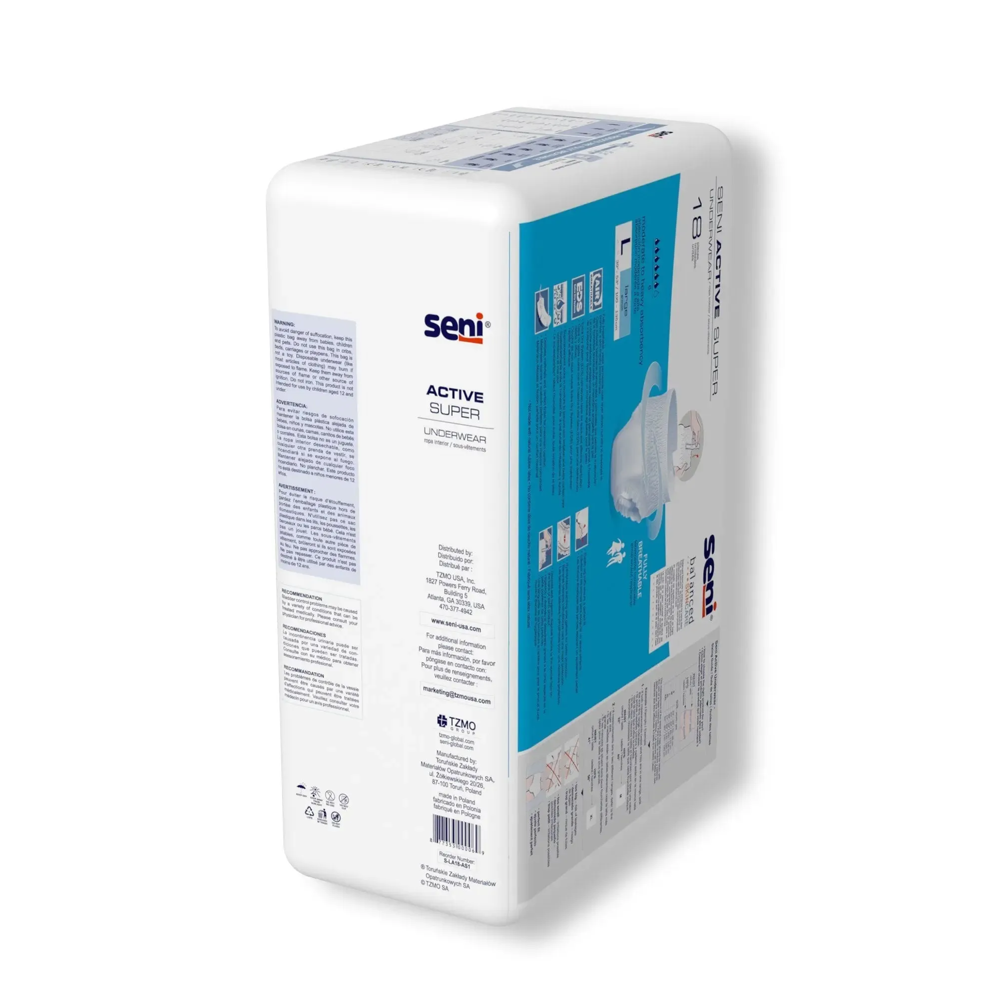 Seni® Active Super Moderate to Heavy Absorbent Underwear, Large