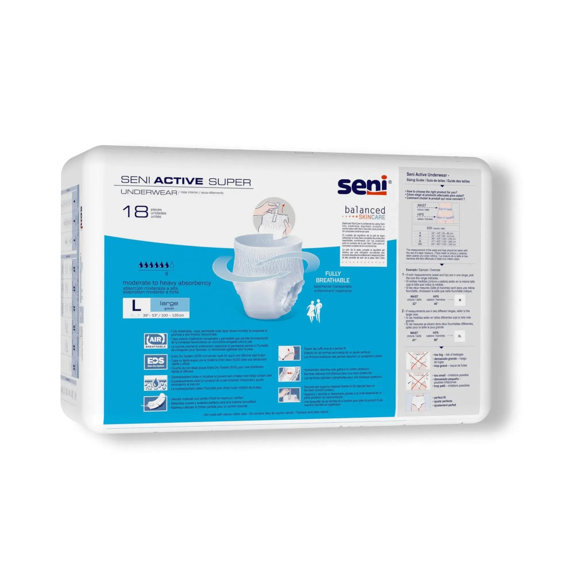 Seni® Active Super Moderate to Heavy Absorbent Underwear, Large