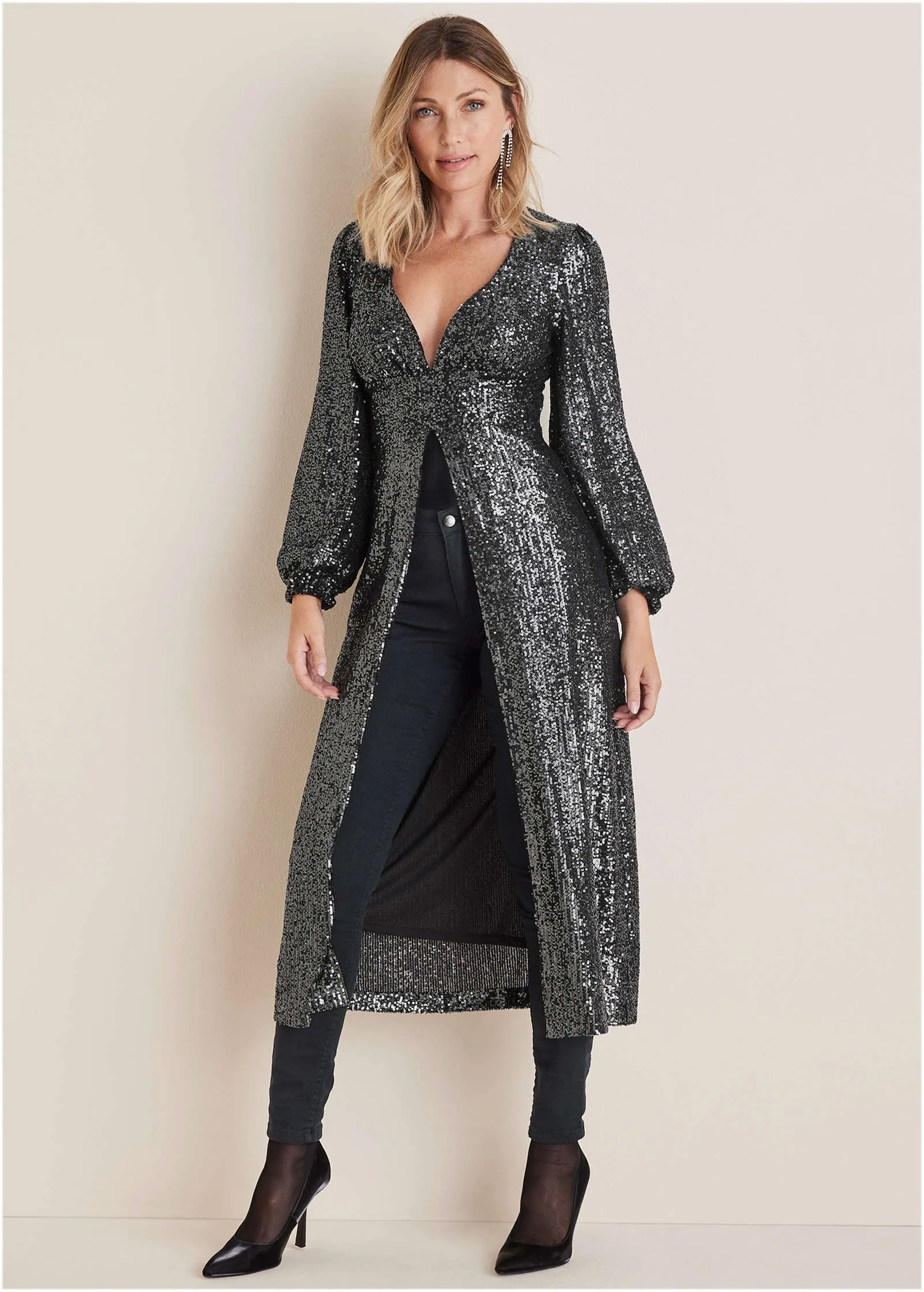 Sequin Maxi Top - Gunmetal