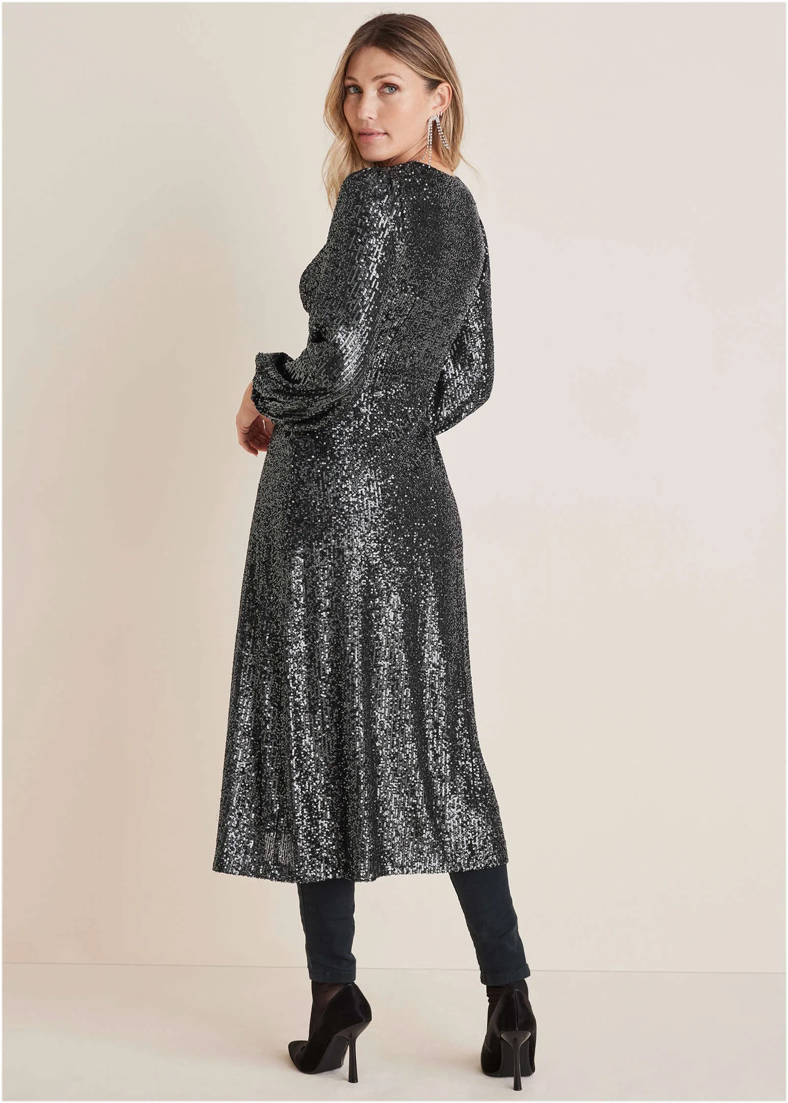 Sequin Maxi Top - Gunmetal