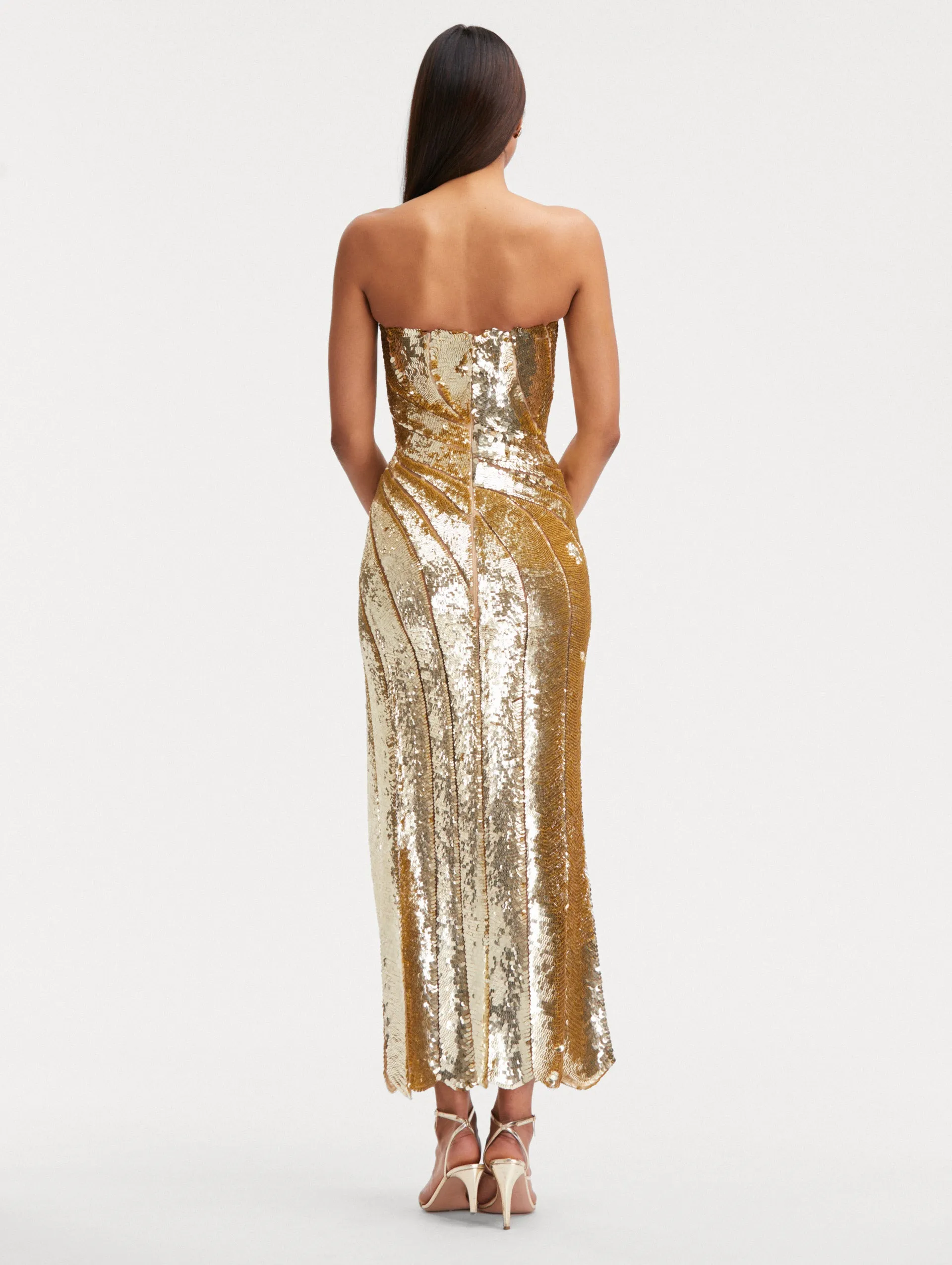 Sequin Wave & Scallop Detail Dress