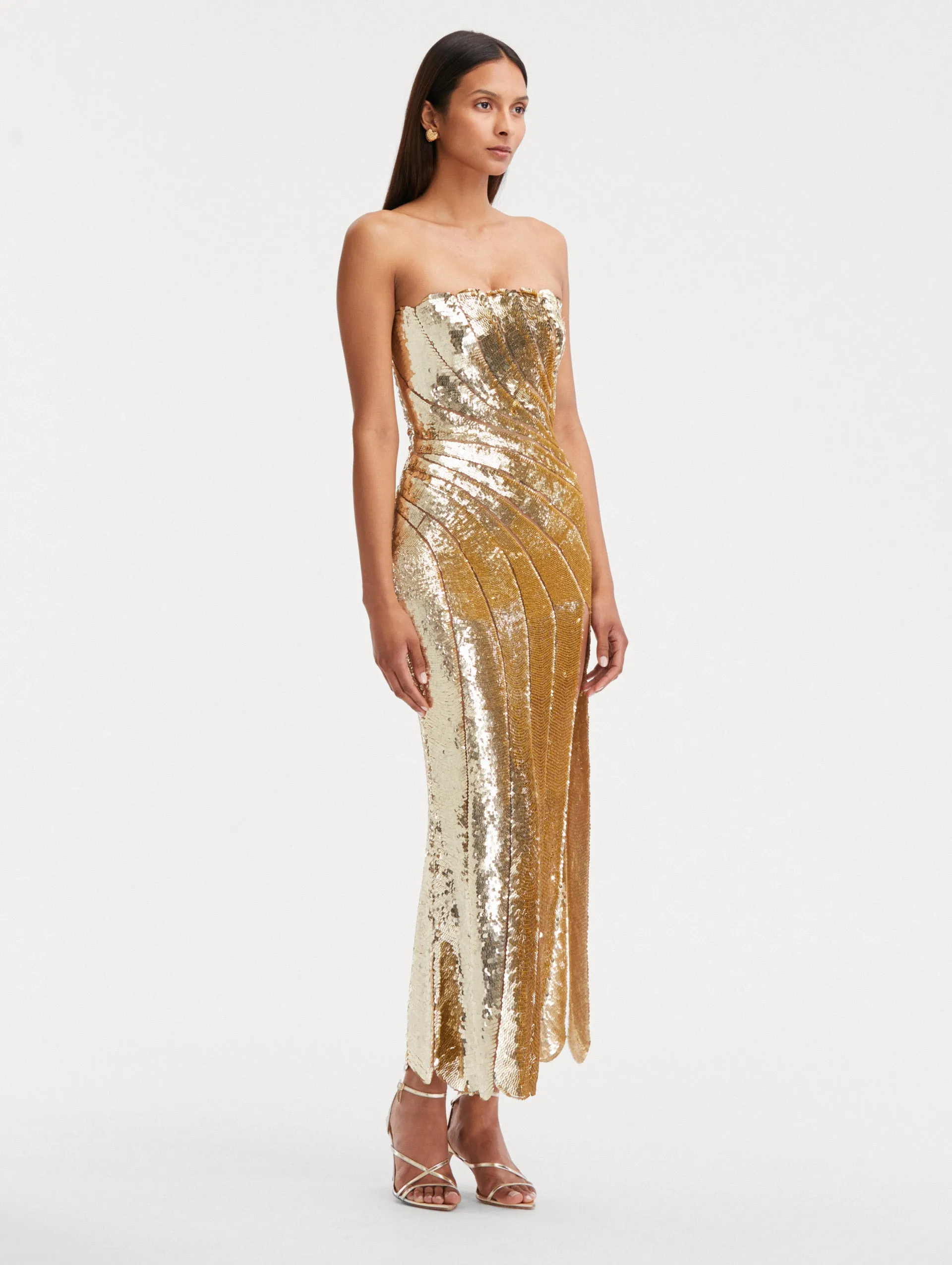 Sequin Wave & Scallop Detail Dress