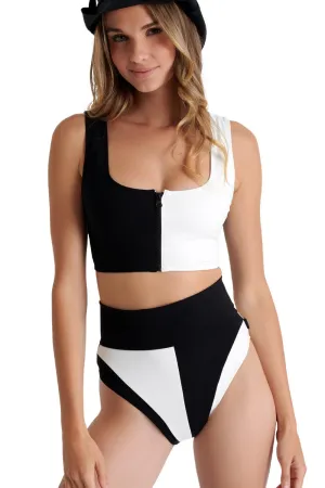 Shan Veronica High Waist Bikini Bottom, Caviar & Cream 42285-38