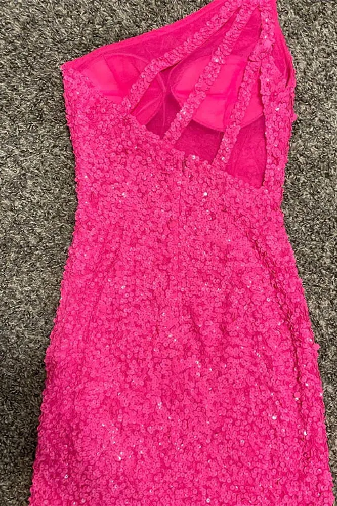 Sheath One Shoulder Sequins Homecoming Dress