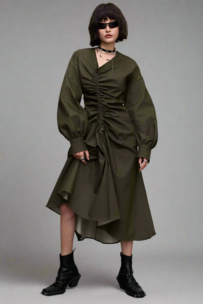 Shirred Dress with Elegant Detailing & Flattering Silhouette